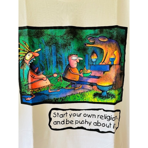 Lee Vintage Sz L 90s Cotton Cartoon White Crew Neck Tee Shirt NEW‎ Pullover - Picture 2 of 6